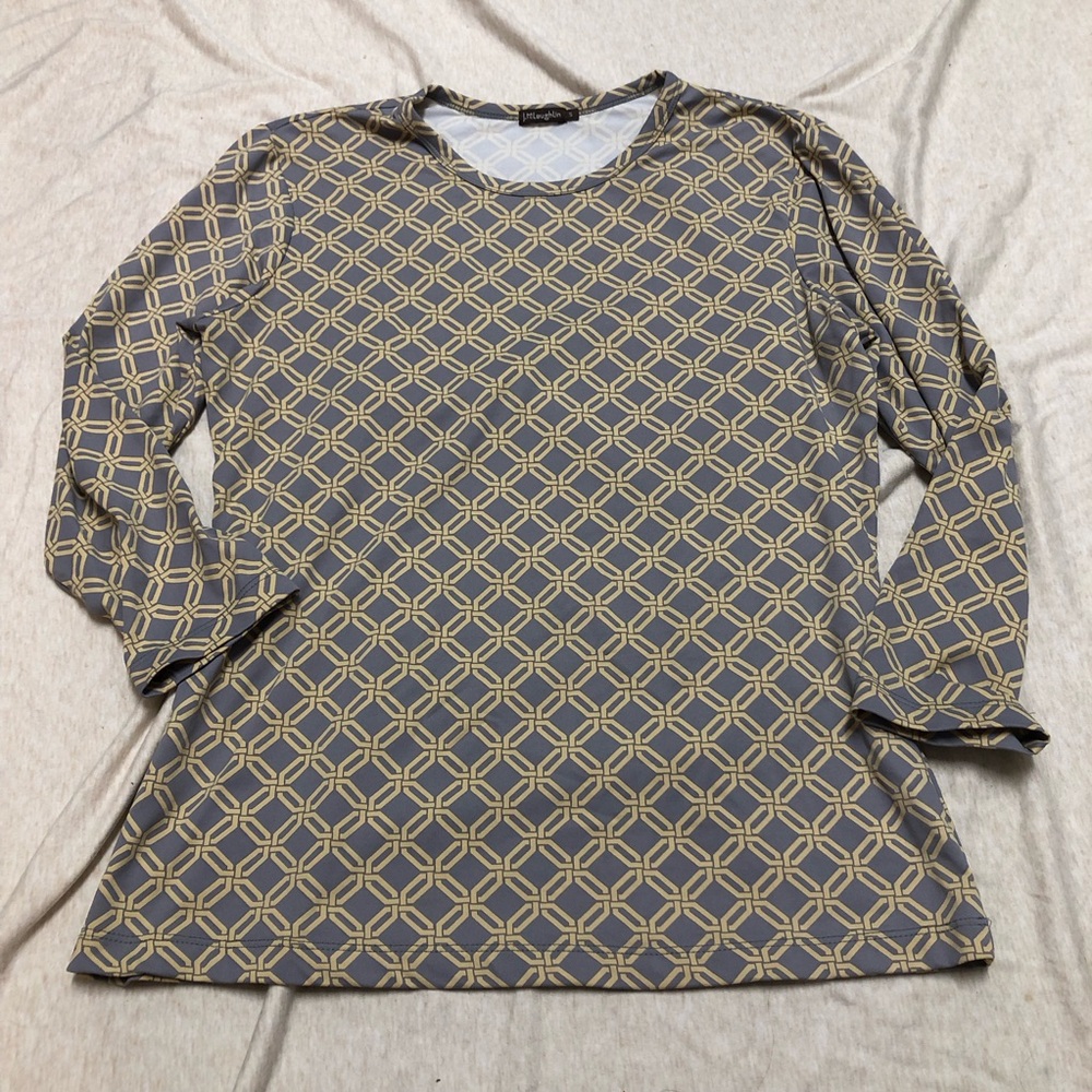 J. McLaughlin Gold Chain Link All Over Print Catalina Cloth Shirt